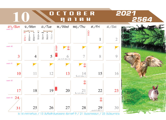 Calendar_2021_Nature-Life_สายใยธรรมชาติ ปฏิทิน 2564-เดือน10 ขายฐานปฏิทิน