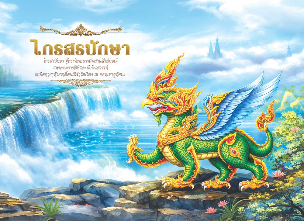 หน้าตารางเดือนพฤษภาคม 2570 รุ่นนฤมิตหิมพานต์ ลายภาพวาดเหมราชสัตว์หิมพานต์สีทองวิจิตรศิลป์ จากโรงพิมพ์ Abizinter