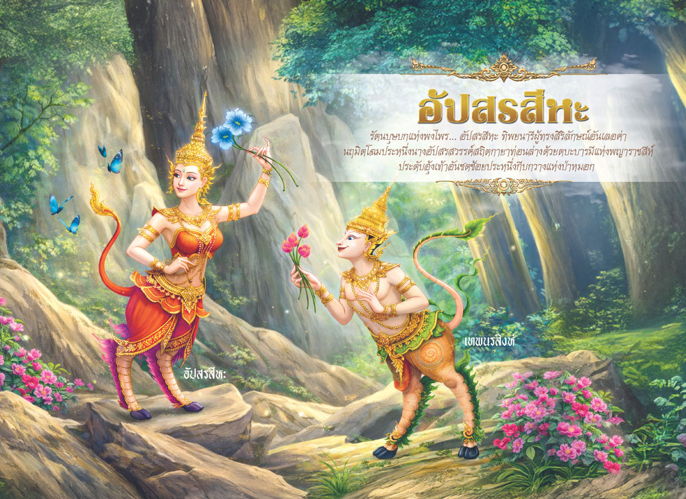 หน้าตารางเดือนพฤศจิกายน 2570 รุ่นนฤมิตหิมพานต์ ลายภาพวาดอัปสรสีหะนางครึ่งคนครึ่งสิงห์วิจิตรศิลป์ จากโรงพิมพ์ Abizinter